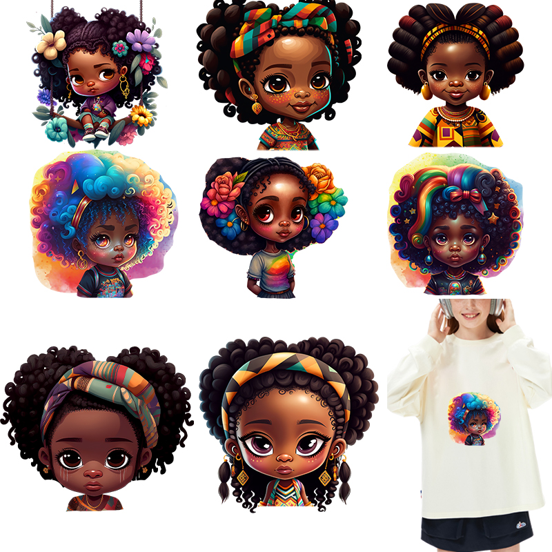 Iron On Patch - Beautiful and lovely black girl Dtf
