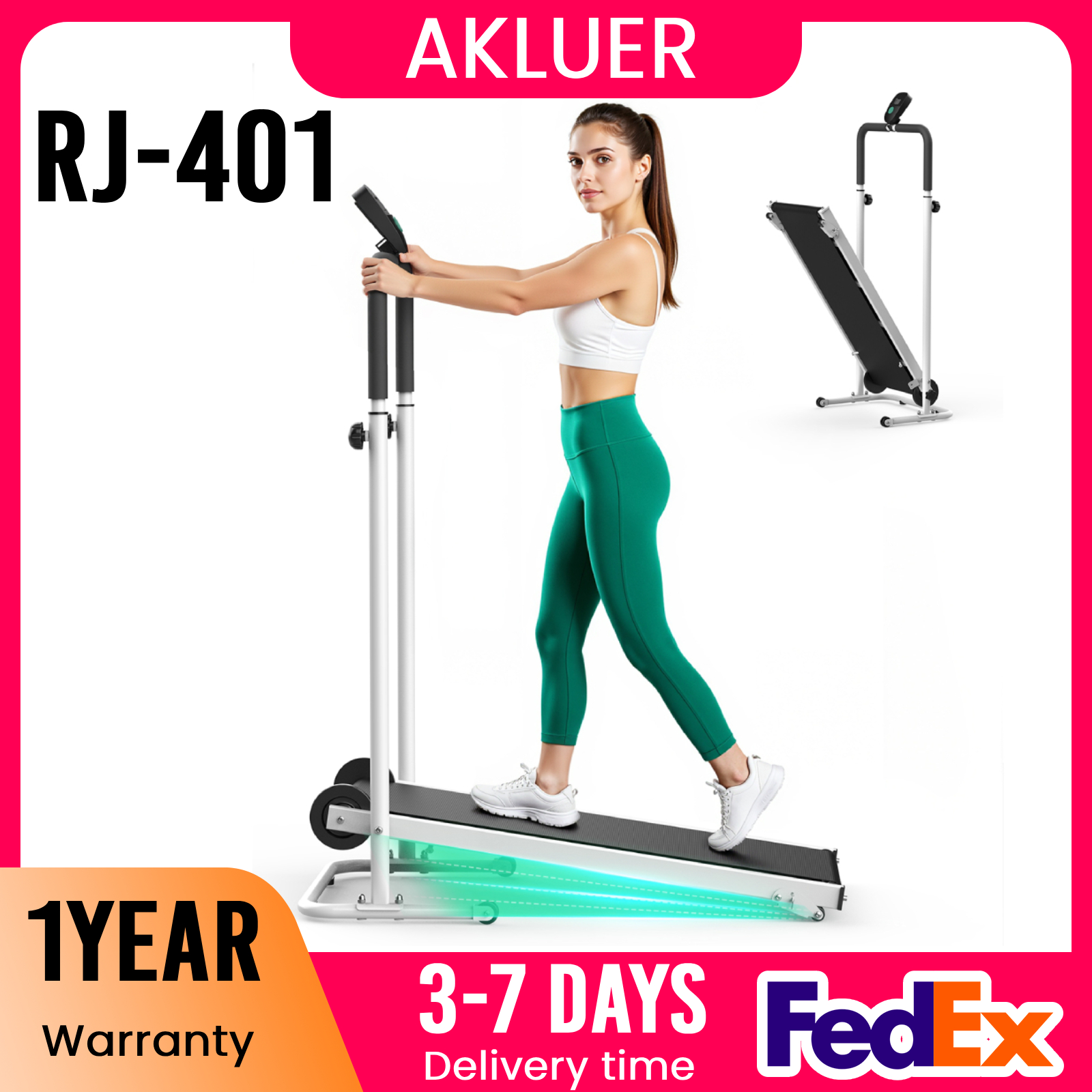 Gripper Foot Walking - AKLUER Foldable Compact Non-Electric Treadmill -