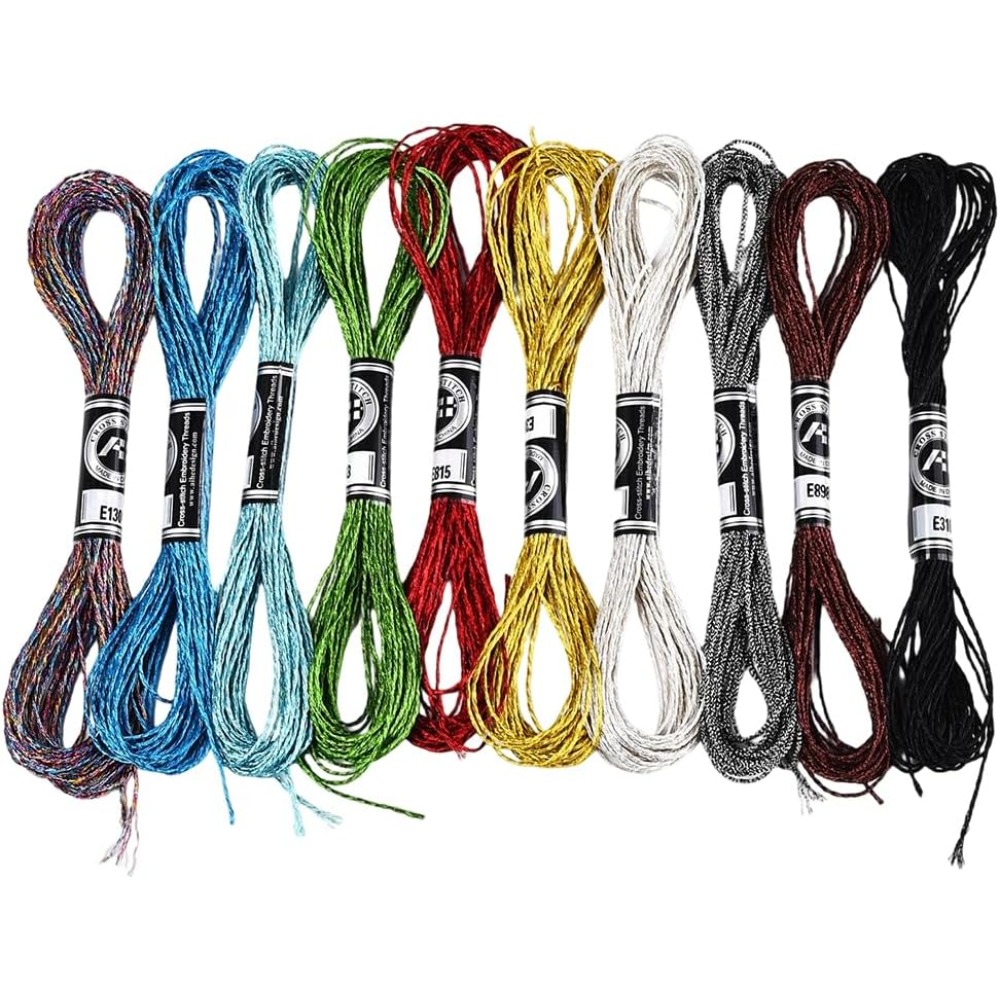 10 Skeins 10 Colors Metallic E - Embroidery Floss Thread review and price