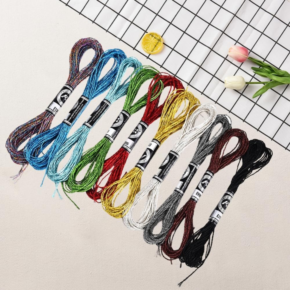 10 Skeins 10 Colors Metallic E - Embroidery Floss Thread review and price